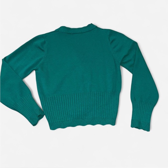 Belle Poque Green Cardigan with Red Embroidery Roses - Picture 5 of 7